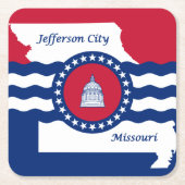 Flag Jefferson City, Missouri Square Paper Coas Rechteckiger Pappuntersetzer (Vorderseite)