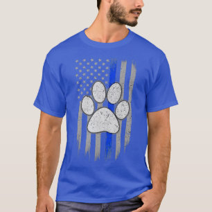 Flag K9 Paw ThBlue Line T-Shirt