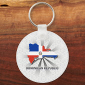Flag-Karte der Dominikanischen Republik 2.0 Schlüsselanhänger (Vorderseite)