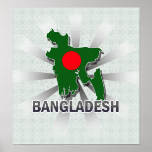 Flag Karte für Bangladesch 2.0 Poster