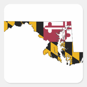 Flag-Karte von Maryland Quadratischer Aufkleber