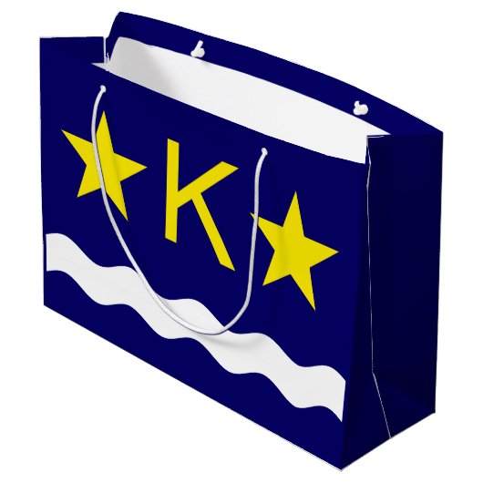 Flag Kinshasa, Kongo Große Geschenktasche Große Geschenktüte (Rückseite Schrägansicht)