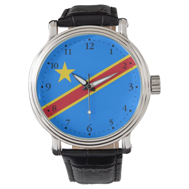 Flag Kongo Kinshasa Armbanduhr (Vorderseite)