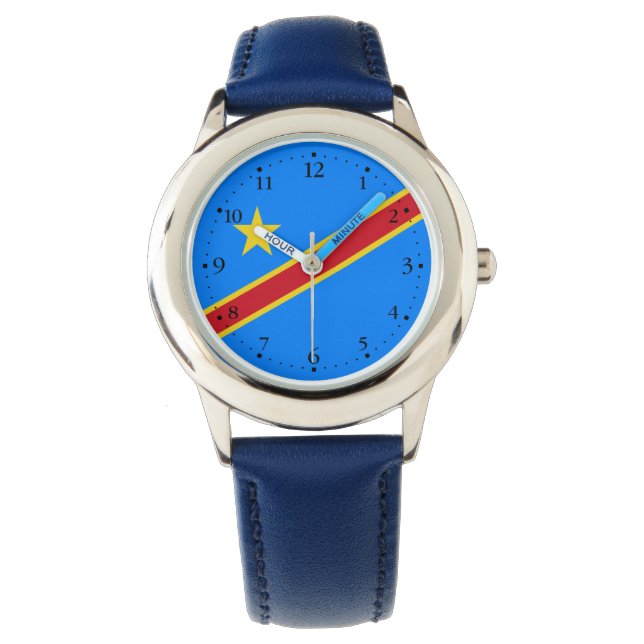Flag Kongo Kinshasa Armbanduhr (Vorderseite)