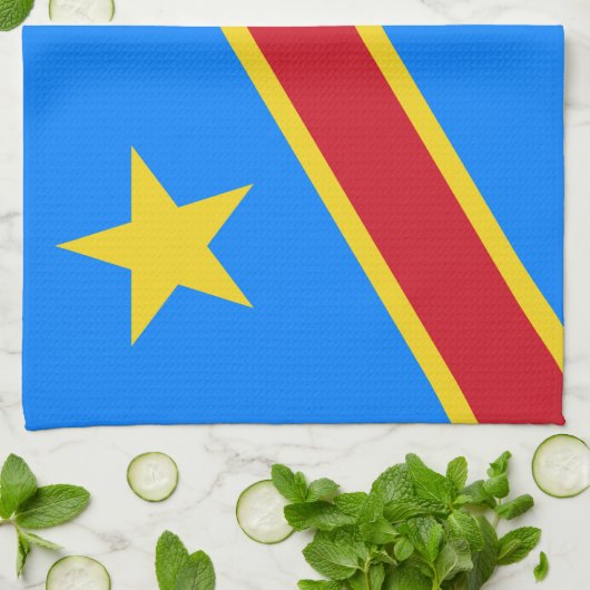 Flag Kongo Kinshasa Geschirrtuch (Gefaltet)