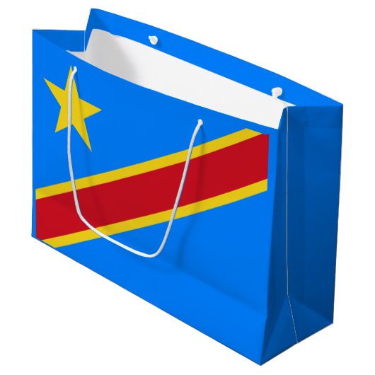 Flag Kongo Kinshasa Große Geschenktüte (Vorderseite Schrägansicht)