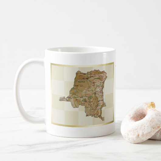 Flag Kongo-Kinshasa + Karte Tasse (Mit Donut)