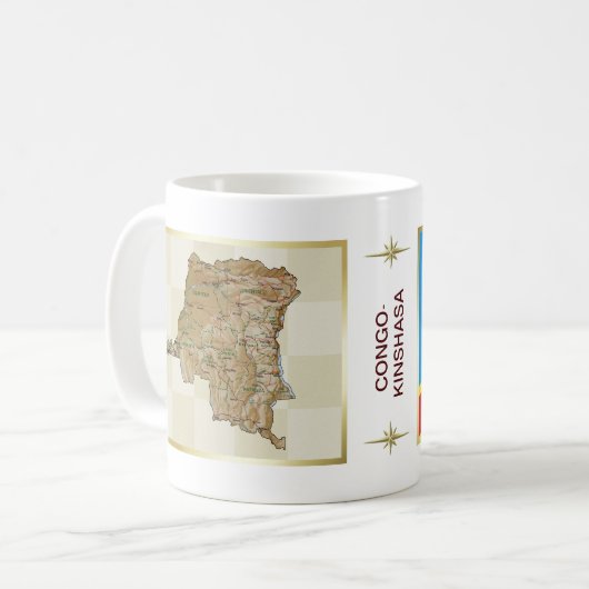 Flag Kongo-Kinshasa + Karte Tasse (Vorderseite Links)