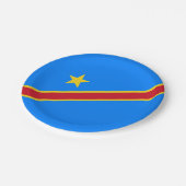 Flag Kongo Kinshasa Pappteller (Schrägansicht)