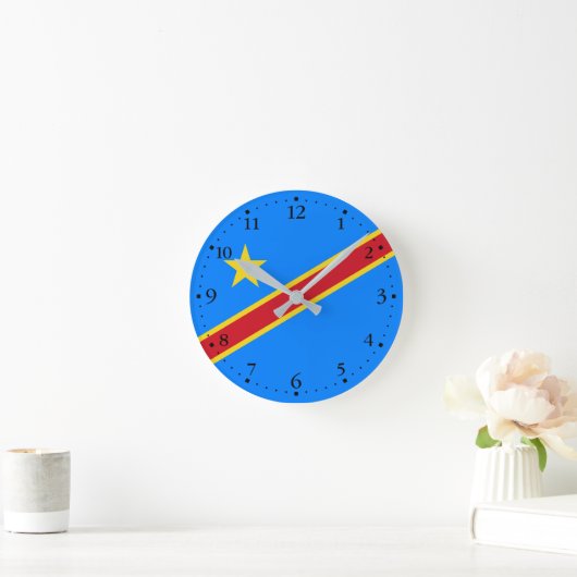 Flag Kongo Kinshasa Runde Wanduhr (Zuhause)