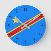 Flag Kongo Kinshasa Runde Wanduhr (Vorderseite)