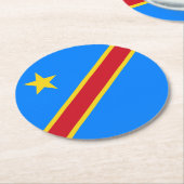 Flag Kongo Kinshasa Runder Pappuntersetzer (Angewinkelt)