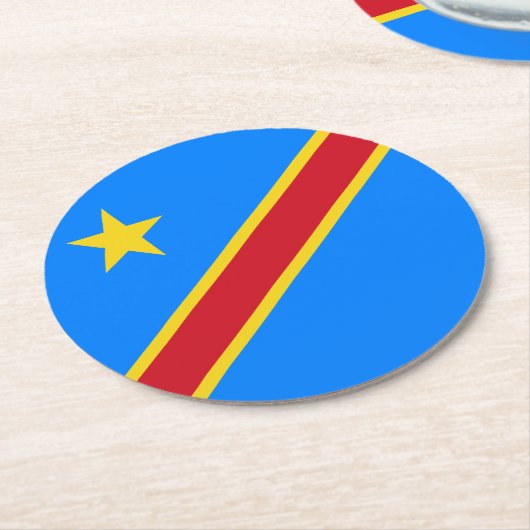Flag Kongo Kinshasa Runder Pappuntersetzer (Angewinkelt)