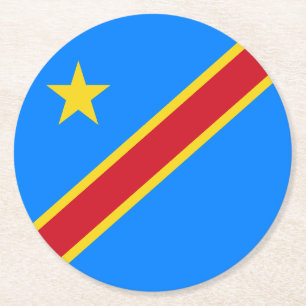 Flag Kongo Kinshasa Runder Pappuntersetzer