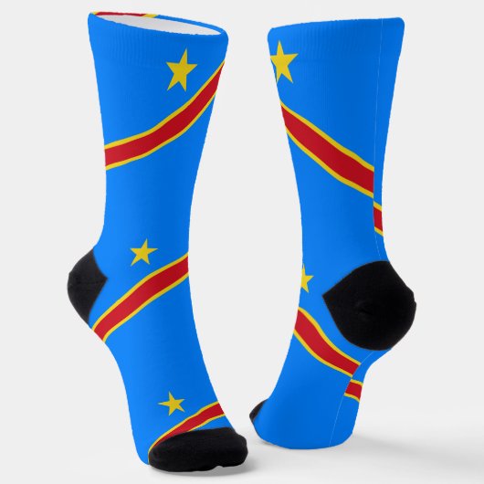 Flag Kongo Kinshasa Socken (Gewinkelt)