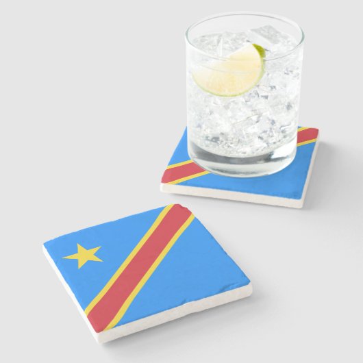 Flag Kongo Kinshasa Steinuntersetzer (Seitenansicht)