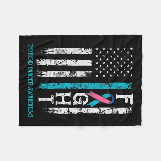 Flag "Krebsbewusstsein Blauer Rosa Aquamarine Schl Fleecedecke (Vorderseite (Horizontal))