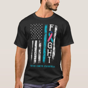 Flag "Krebsbewusstsein Blauer Rosa Aquamarine Schl T-Shirt