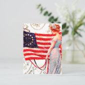 Flag Lady 4. Juli Patriotische Vintage Postkarte K (Stehend Vorderseite)
