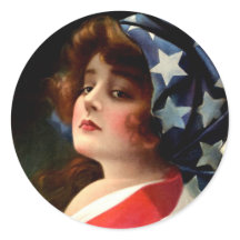 Flag Lady 4. Juli Vintage Patriotische Kunst