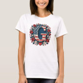 Flag Letter G Roses Wreath Monogram T-Shirt (Vorderseite)