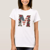 Flag Letter M Roses Daisies Monogram T-Shirt (Vorderseite)