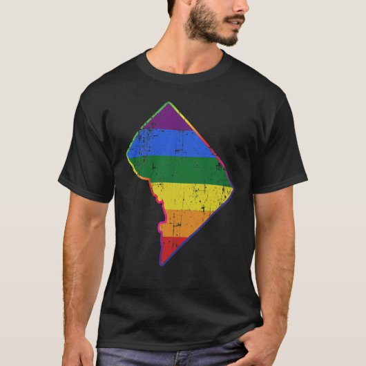Flag "LGBT Pride" der Washington DC Silhouette T-Shirt (Vorderseite)