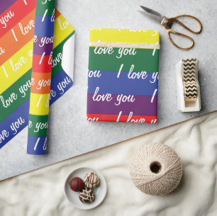 Flag LGBT White I Liebe Sie Geschenkpapier