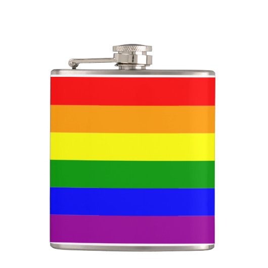 Flag LGBTQIA+ Regenbogenfarben Flachmann (Vorderseite)