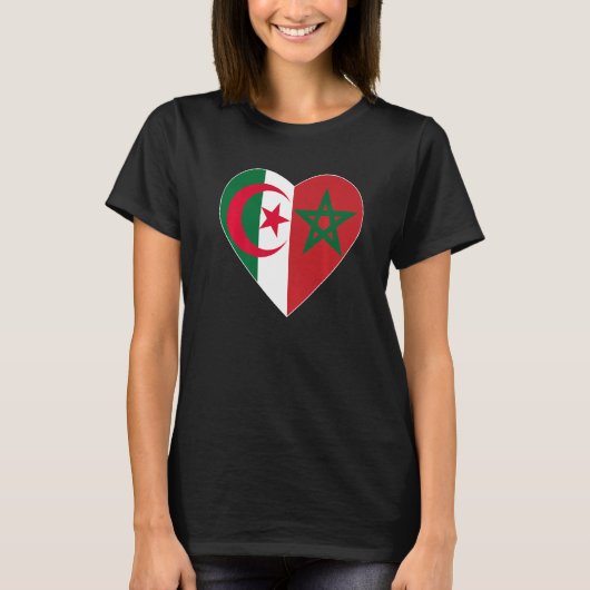 Flag Love Morocco Algeria I Love Morocco Algeria S T-Shirt (Vorderseite)
