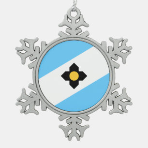 Flag Madison, Wisconsin Snowflake Pewter Christ Schneeflocken Zinn-Ornament