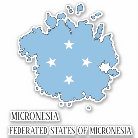 Flag-Map-Kontur für Mikronesien Aufkleber (Vorderseite)