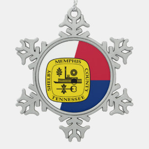 Flag Memphis, Tennessee Snowflake Pewter Christ Schneeflocken Zinn-Ornament