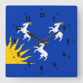 Flag Merionethshire Square Wall Clock Quadratische Wanduhr (Vorderseite)