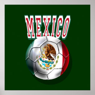 Flag Mexiko-Ball mit Mexiko Word Logo Geschenke Poster