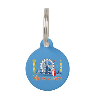 Flag Milwaukee, Wisconsin Pet ID Tag Haustiermarke
