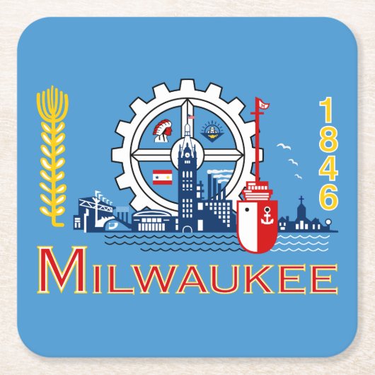 Flag Milwaukee, Wisconsin Square Paper Untersetzer (Vorderseite)