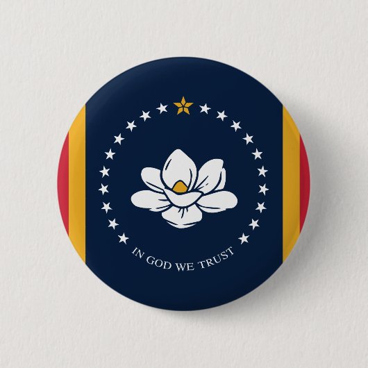 Flag Mississippi - Neue Magnolienflagge Button (Vorderseite)