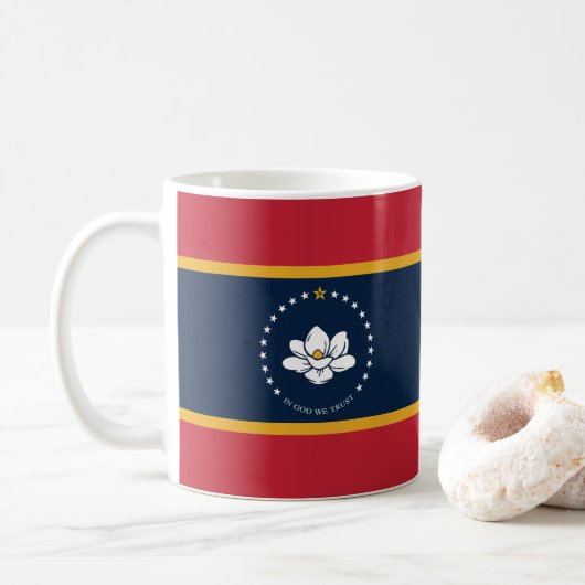 Flag Mississippi - Neue Magnolienflagge Kaffeetasse (Mit Donut)