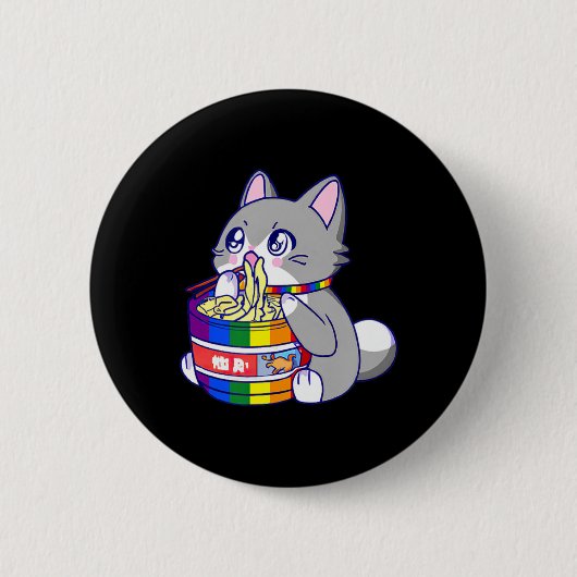 Flag mit Anime-Pride-Katze mit Katze-Essen Button (Vorderseite)
