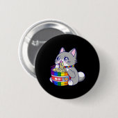 Flag mit Anime-Pride-Katze mit Katze-Essen Button (Vorne & Hinten)