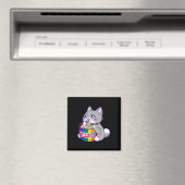 Flag mit Anime-Pride-Katze mit Katze-Essen Magnet (In Situ (Geschirrspüler))
