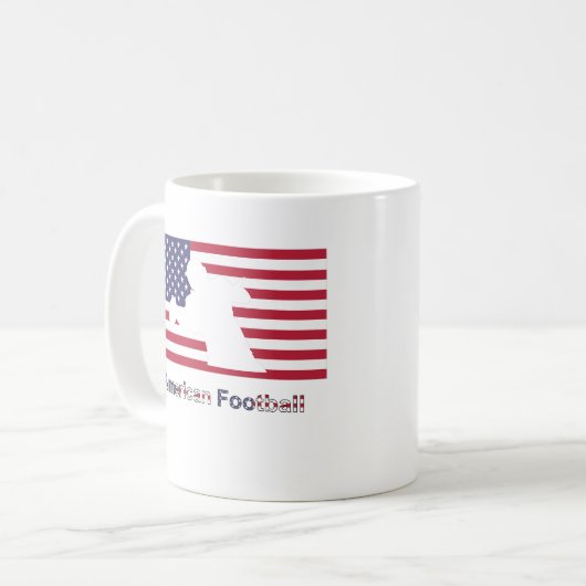 Flag mit der Silhouette des amerikanischen Fußball Kaffeetasse (Vorderseite Links)