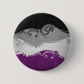 Flag mit extravagantem, geschwungenen asexuellen F Button (Vorderseite)