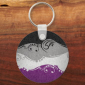 Flag mit extravagantem, geschwungenen asexuellen F Schlüsselanhänger (Vorderseite)