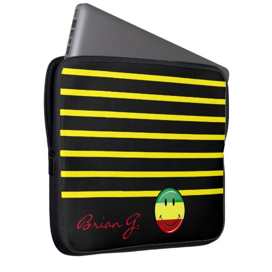 Flag mit glänzenden Runden Lächeln der Rasta-Farbe Laptopschutzhülle (Vorne Rechts)