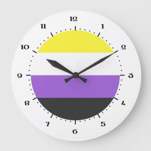 Flag mit Großuhr ohne Binärzeichen Große Wanduhr