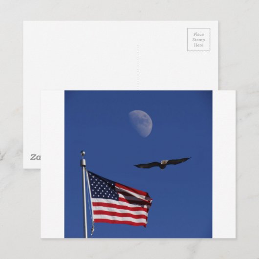 Flag Moon Eagle Postkarte (Vorne/Hinten)