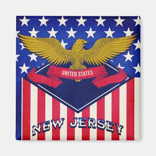 Flag New Jersey USA Magnet (Vorne)