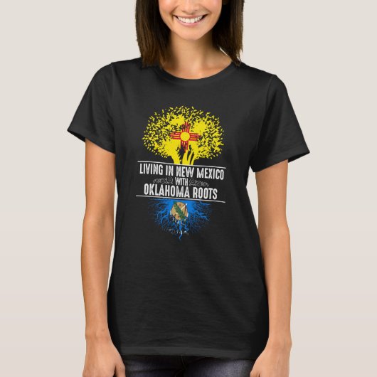 Flag New Mexico Zuhause Oklahoma Roots Staat Tree T-Shirt (Vorderseite)